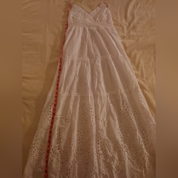 NWT White Cotton LAVANDE-11 Eyelet Lace Adjustable Maxi Sun Dress S / M, 4 / 6 - Picture 11 of 14